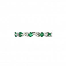 5 Pieces Emerald 0.38 Carat Ring Band in 14K White Gold With Diamond Accent (RG5521)