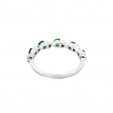 5 Pieces Emerald 0.38 Carat Ring Band in 14K White Gold With Diamond Accent (RG5521)