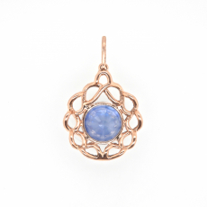 5.91 Carat Nigerian Sapphire With Diamond Pendant In 14k Rose Gold  ( Chain Not Included )