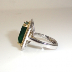 8.54 Carat Zambian Emerald And Diamond Engagement Ring In 14K Dual Tone (Yellow / White)  Gold