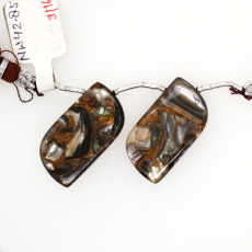 Abalone Shell Drops Wave Shape 29x15mm Drilled Bead Matching Pair