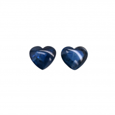 AIG Certified Madagascar Blue Sapphire Buff Top Heart Shape 10.2x9mm Matching Pair 7.47 Carat*