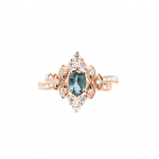 Alexandrite Oval 0.71 Carat Ring in 14K Rose Gold With Diamond Accents