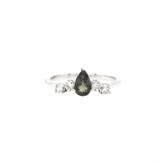 Alexandrite Pear Shape 0.58Carat Ring with Accent Diamonds in 14K White Gold