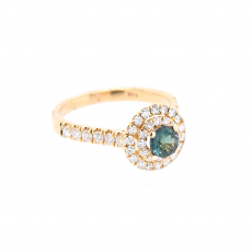 Alexandrite Round 0.57 Carat Ring in 14K Yellow Gold With Diamond Accents
