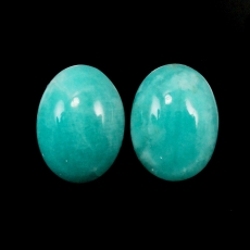 Amazonite Cab Oval 16X12mm Matching Pair Approximately 18 Carat.