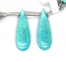 Amazonite Drops Almond Shape 27x9mm Drilled Bead Matching Pair