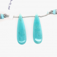Amazonite Drops Almond Shape 38x11mm Drilled Bead Matching Pair