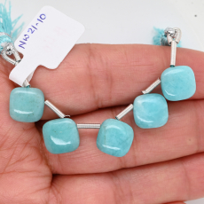 Amazonite Drops Cushion Shape 11x11mm Drilled Bead 5 Pieces