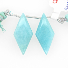 Amazonite Drops Diamond Shape 30X23mm Drilled Beads Matching Pair