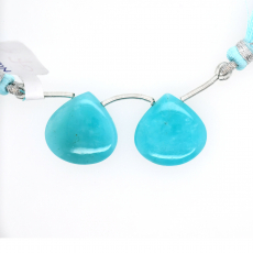 Amazonite Drops Heart Shape 20x20mm Drilled Bead Matching Pair