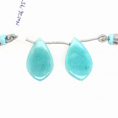 Amazonite Drops Leaf Shape 26x16mm Drilled Bead Matching Pair