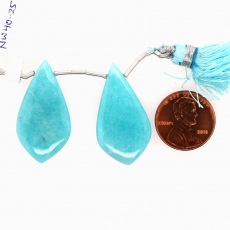 Amazonite Drops Leaf Shape 32x17mm Drilled Bead Matching Pair