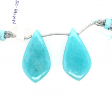 Amazonite Drops Leaf Shape 32x17mm Drilled Bead Matching Pair