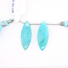 Amazonite Drops Marquise Shape 31x11mm Drilled Bead Matching Pair