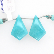 Amazonite Drops Shield Shape 22x18mm Drilled Beads Matching Pair