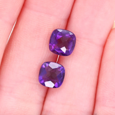 Amethyst Cushion 7mm Matching Pair Approximately 2.40 Carat