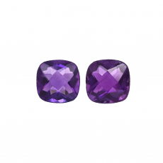 Amethyst Cushion 7mm Matching Pair Approximately 2.40 Carat