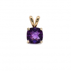 Amethyst Cushion Cut 1.85 Carat Pendant  in 14K Yellow Gold  ( Chain Not Included )