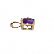 Amethyst Cushion Cut 1.85 Carat Pendant  in 14K Yellow Gold  ( Chain Not Included )