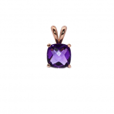 Amethyst Cushion Cut 2.12 Carat Pendant  in 14K Rose Gold  ( Chain Not Included )