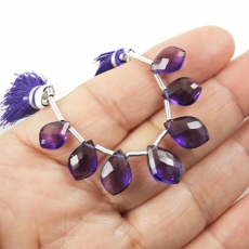 Amethyst Drops Leaf Shape 11x9mm to 10x7mm Drilled Beads 7 Pieces Line