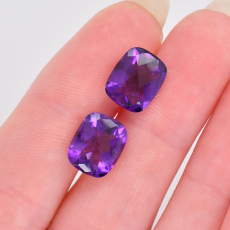 Amethyst Emerald Cushion 10x8mm Matching Pair Approximately 5 Carat.
