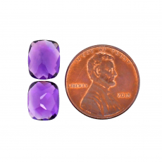 Amethyst Emerald Cushion 10x8mm Matching Pair Approximately 5 Carat.