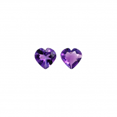 Amethyst Heart Shape 10mm Matching Pair Approximately 4.25 Carat