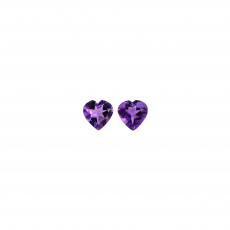 Amethyst Heart Shape 7mm Matching Pair Approximately 1.92 Carat
