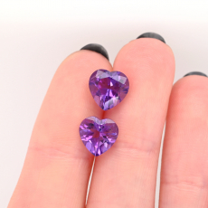 Amethyst Heart Shape 8mm Matching Pair Approximately 2.87 Carat