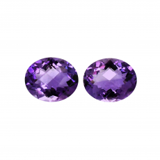 Amethyst Oval 12x10mm Matching Pair Approximately 8 Carat.