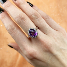 Amethyst Oval 2.18 Carat Ring with Accent Diamonds in 14K White Gold