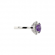 Amethyst Oval 2.18 Carat Ring with Accent Diamonds in 14K White Gold