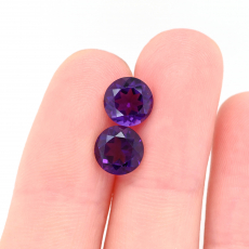 Amethyst Round 7mm Matching Pair Approximately 2.25 Carat