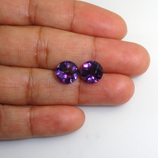 Amethyst Round 9mm Matching Pair Approximately 5 Carat