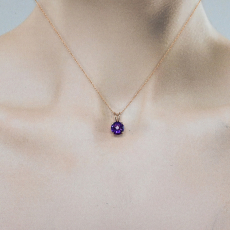Amethyst Round Shape 1.27 Carat Pendant in 14K Rose Gold ( Chain Not Included )