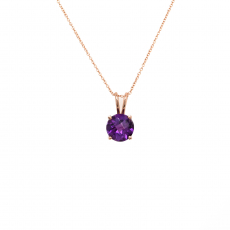 Amethyst Round Shape 1.27 Carat Pendant in 14K Rose Gold ( Chain Not Included )