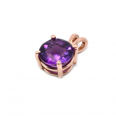 Amethyst Round Shape 1.76 Carat Pendant in 14K Rose Gold ( Chain Not Included )