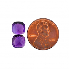 Amethyst Square Cushion 8mm Matching Pair Approximately 3.52 Carat.