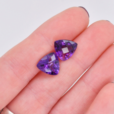 Amethyst Trillion 10mm Matching Pair Approximately 5 Carat.
