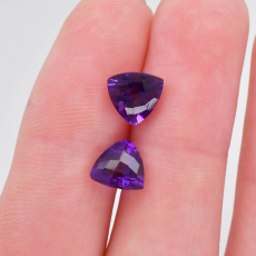 Amethyst Trillion 7mm Matching Pair Approximately 2.20 Carat