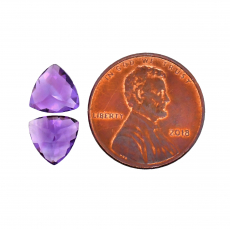 Amethyst Trillion 8mm Matching Pear Approximately 3 Carat.