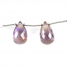 Ametrine Drops Briolette Shape 15x9mm Drilled Beads Matching Pair