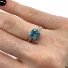 Apatite Cushion 1.50 Carat Ring with Accent Diamonds in 14K Rose Gold