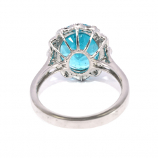 Apatite Oval 4.63 Carat Ring In 14K White Gold With Accented Diamonds