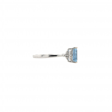 Aquamarine Emerald Cut 1.24 Carat Ring in 14K White Gold with Accent Diamonds