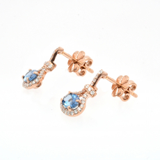 Aquamarine Oval 0.68 Carat And Diamond Earring In 14k Rose Gold