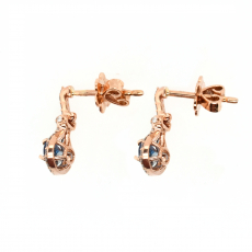 Aquamarine Oval 0.68 Carat And Diamond Earring In 14k Rose Gold