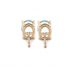 Aquamarine Oval 2.29 Carat Stud Earring In 14K Yellow Gold